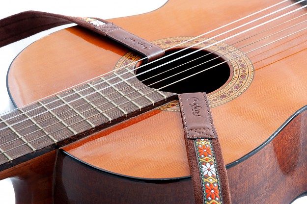 Dual Hook Rumba Brown Classical Guitar Strap - Secure Support Without Pins1